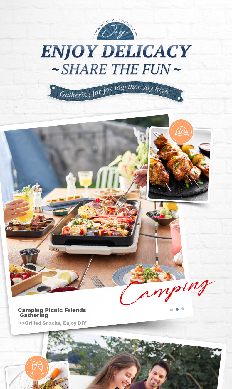Morphyrichards Third-Generation Foldable Multi-Function Pot, Home Party Barbecue Grill, Electric Griddle, Hot Pot, Electric BBQ Stove, All-In Independent Temperature Control Non-Stick Barbecue Meat Pot MR9188 Blue 13