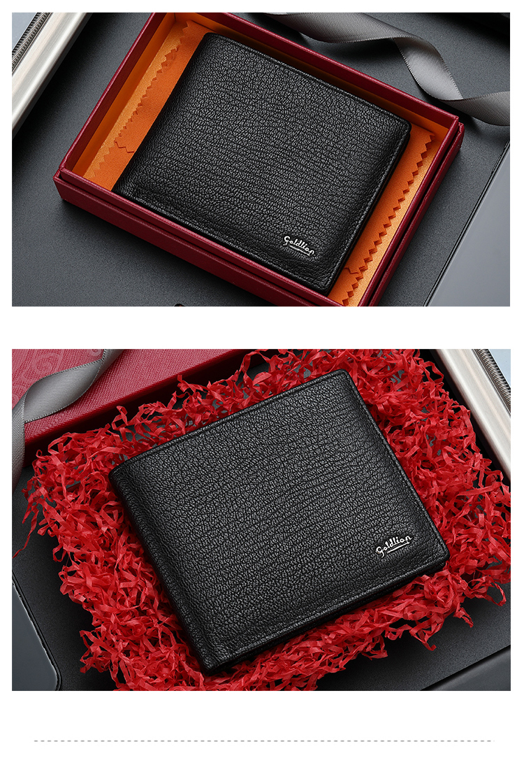 Goldlion Men's Wallet, Sheepskin Clasp, Short Bifold Billfold, Gift Box, Birthday Present 7
