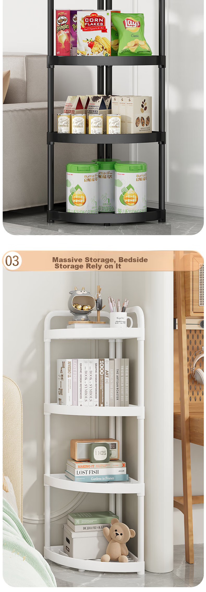 Shunyou Bathroom Storage Rack, Floor-Standing Shower Triangle Shelf, Corner Organizer, White, Five-Tier SY-151 7