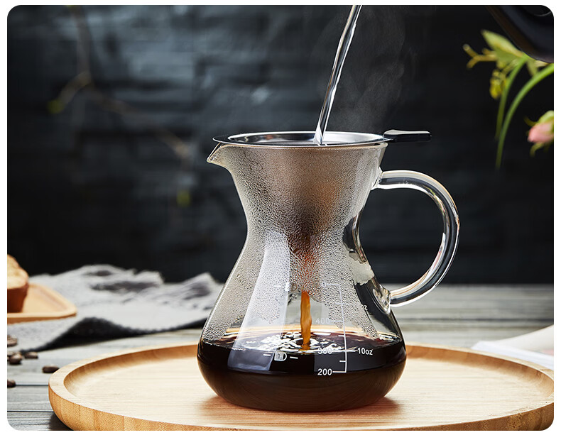 Meisini Pour-Over Coffee Maker, Glass Sharing Pot, Stainless Steel Drip Filter Cup, Filter Paper with Scale 3