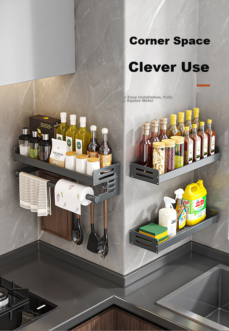 MAXCOOK Kitchen Hooks, Multifunctional Wall-Mounted Storage Rack, No Drilling Required, Utensil Organizer, 40cm MCPJ8435 3