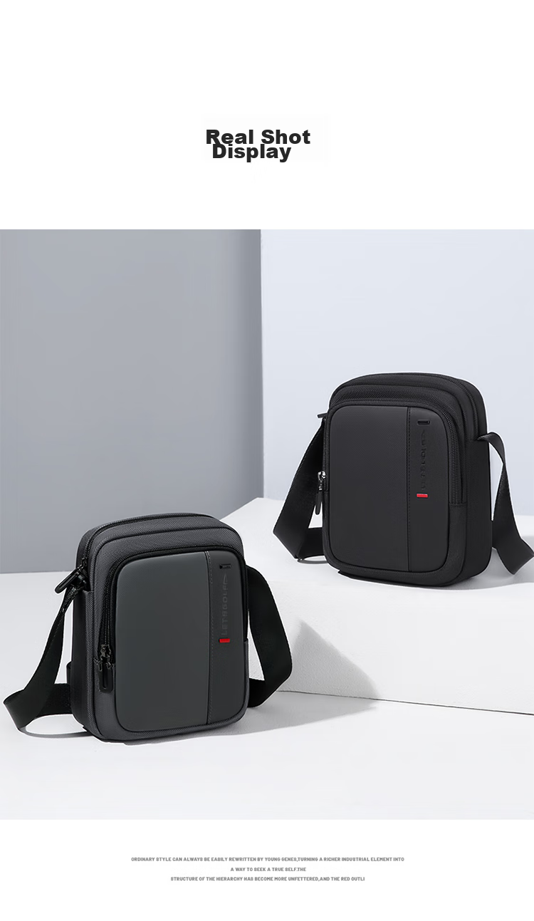 GOLF Shoulder Bag, Men's Casual Crossbody Bag, Large Capacity Lightweight Phone Bag, Versatile Small Backpack for Men And Women, Water-Resistant Trendy Hanging Bag, Sports Bag, 5I796334J, Misty Black 20
