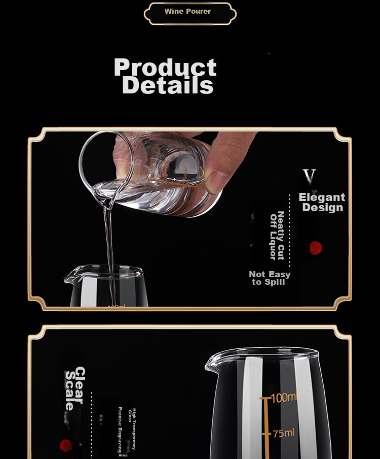 BJ Liquor Glasses, Decanter, Pouring Device for Home Use with Scale, Liquor Dispenser, Small Wine Cups, 100ml Liquor Jars, Set of 6 13