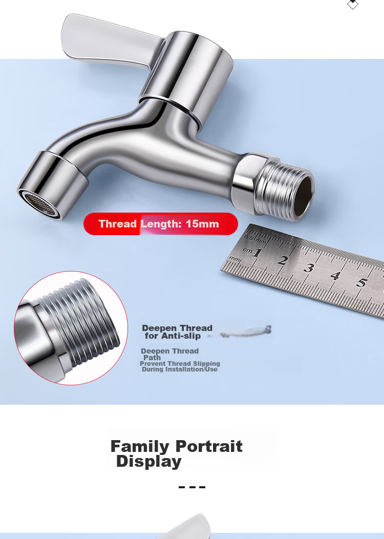 CVBAB Mop Sink Faucet, Single Cold Quick-Open Tap, Extended Faucet for Mop Sink CV3512 12