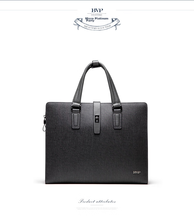 BVP Men's Handbag, Business Briefcase, Cowhide Lock Buckle, Horizontal Style Handbag, Multifunctional Laptop Bag 31