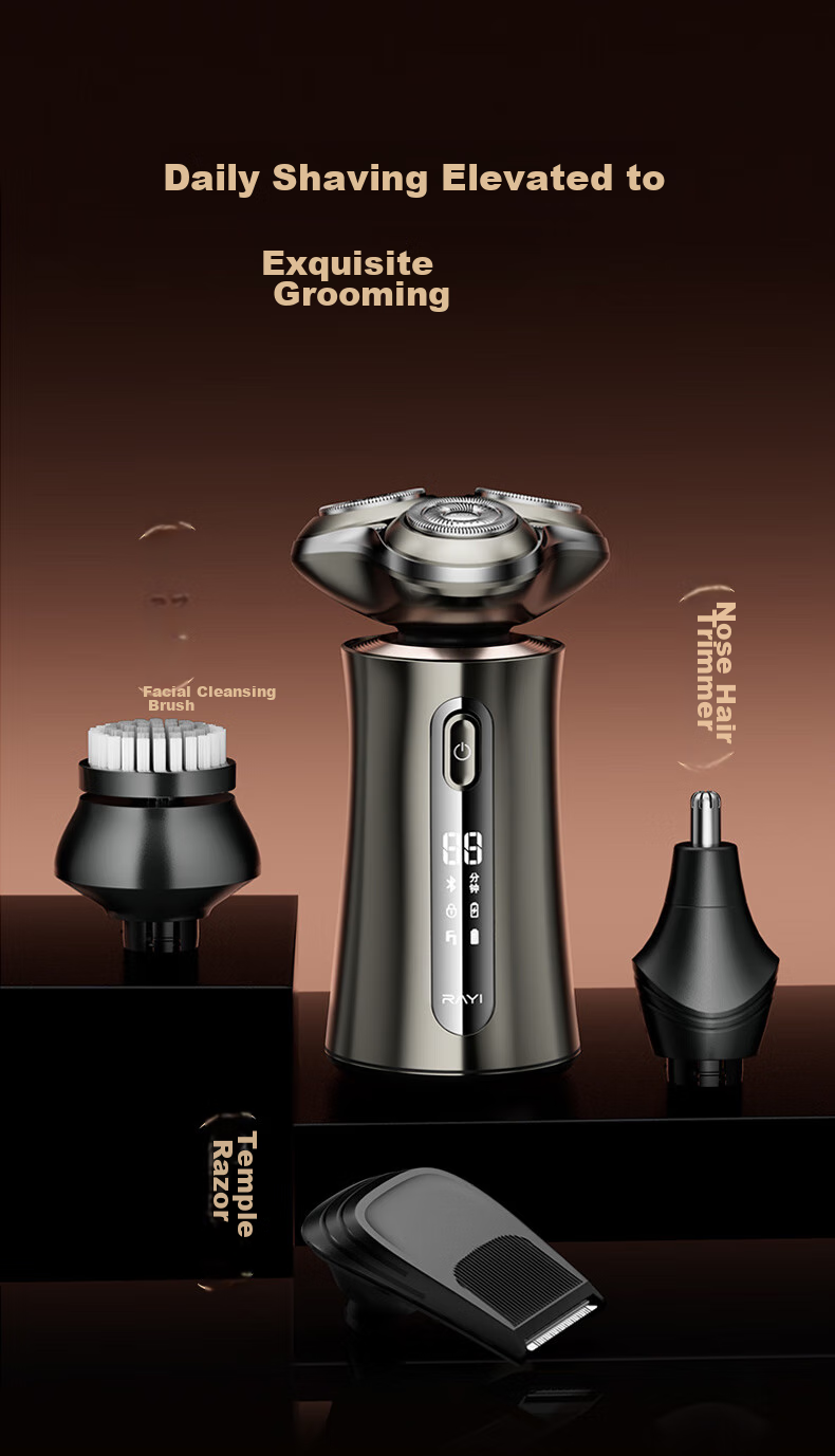 RAYI Electric Shaver, Rotating Fully Washable, Three-Blade Head Razor, Men's New Year Gift for Boyfriend Or Father, Gift Box Version RS399B 10