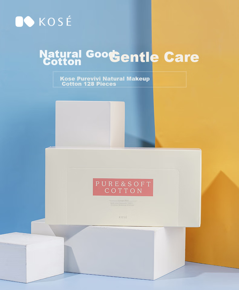 SEKKISEI KOSE Natural Cotton Pads 128 Pieces/box (Cleaning Tool, Suitable for Both Dry And Wet Use, Soft And Thin) 1