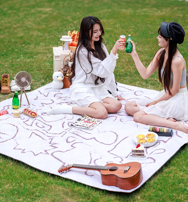 Black Dog Ultrasonic Picnic Mat, Moisture-Proof Mat, Park Outdoor Portable Ground Mat, Floor Mat, Night Black, 2*2m 7