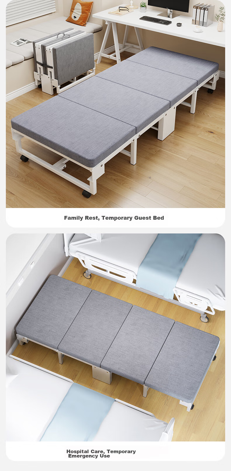 OKeefe Folding Bed, Single Bed, Nap Folding Bed, Office Siesta Bed, Camp Bed, Lounge Chair, Four-Fold Foam Bed, 80cm 10
