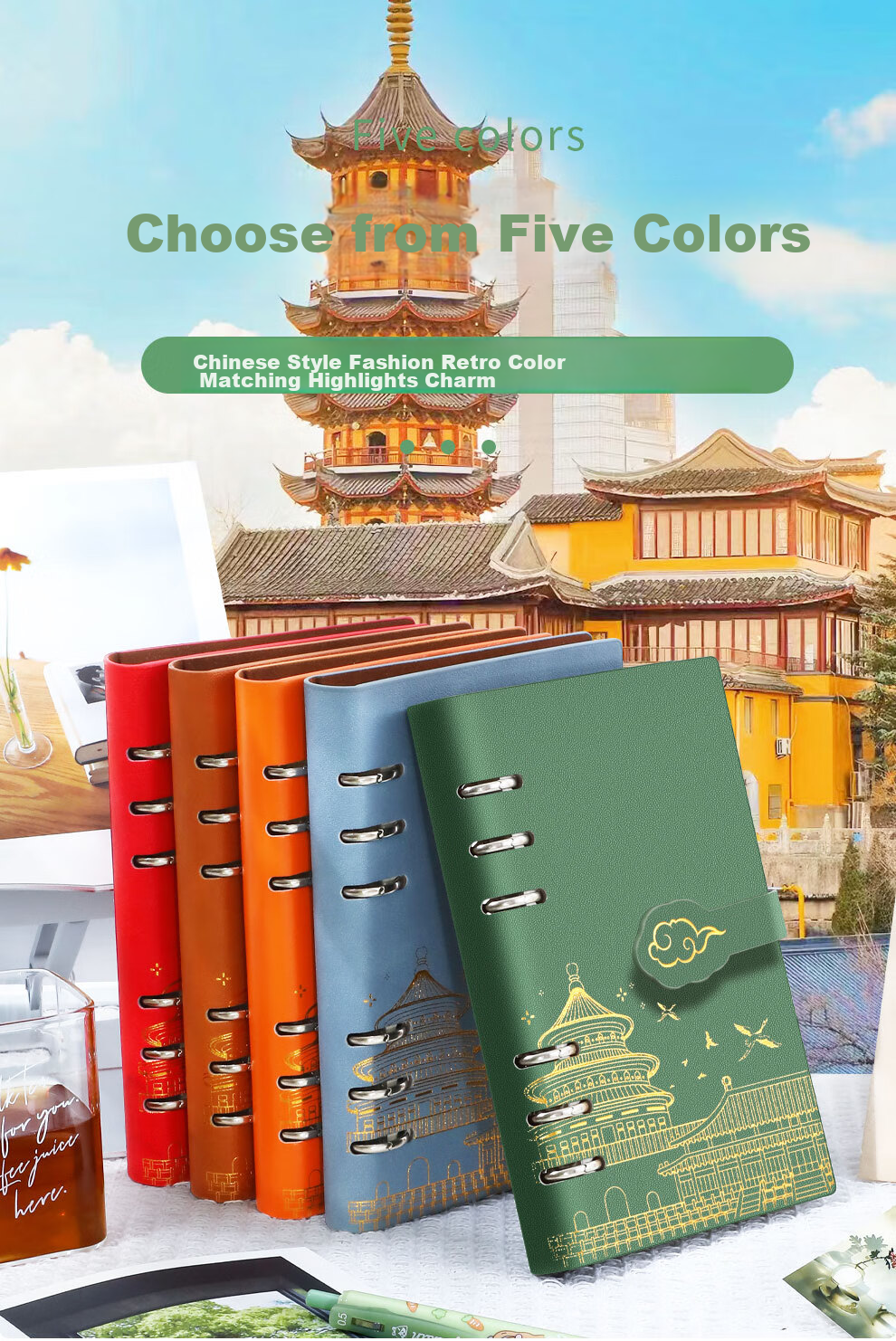 Faramon Stamp Collection Notebook Travel Journal Blank Book for Visiting Museums, Zoos, Temples, And Tourist Attractions in Nanjing, Beijing, Chongqing with Stamps Orange 3