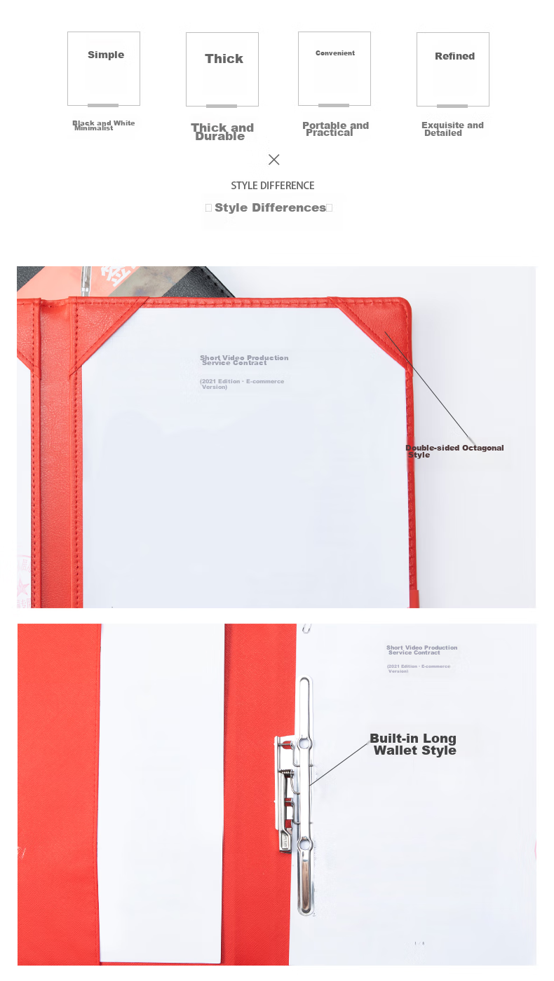 TRNFA TN-B1 Black A4 Business Contract Book/Manager Contract Folder, Classic Leather Conference Folder/contract Folder/ceremony Proposal Folder 3