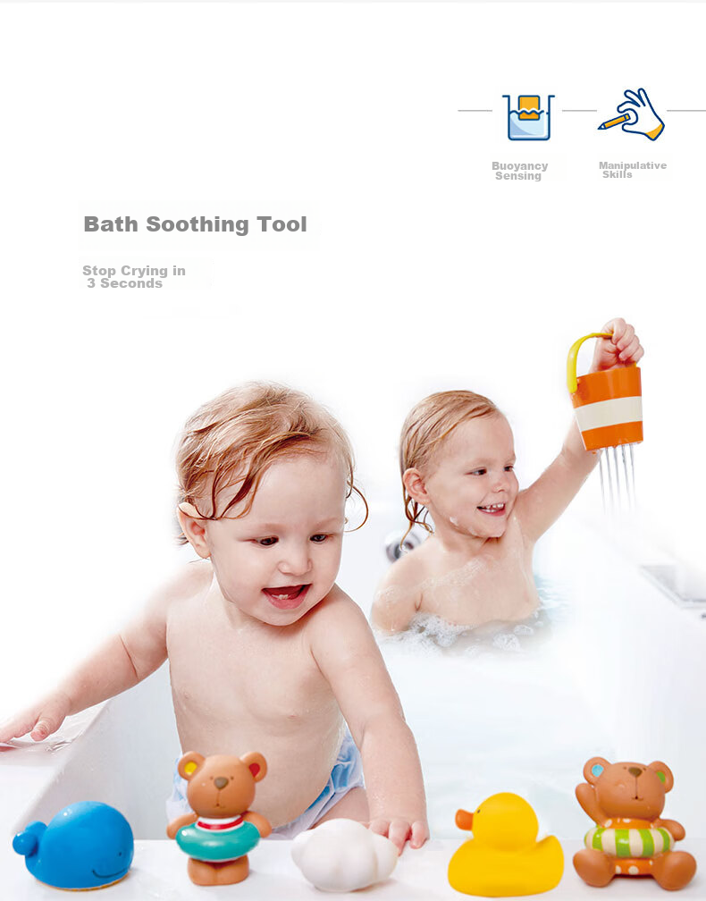 Hape (Germany), Bathing Toys, Swimming Comfort Teddy, Water Play Set of 8, Birthday Gift for 1-Year Suit0030 6
