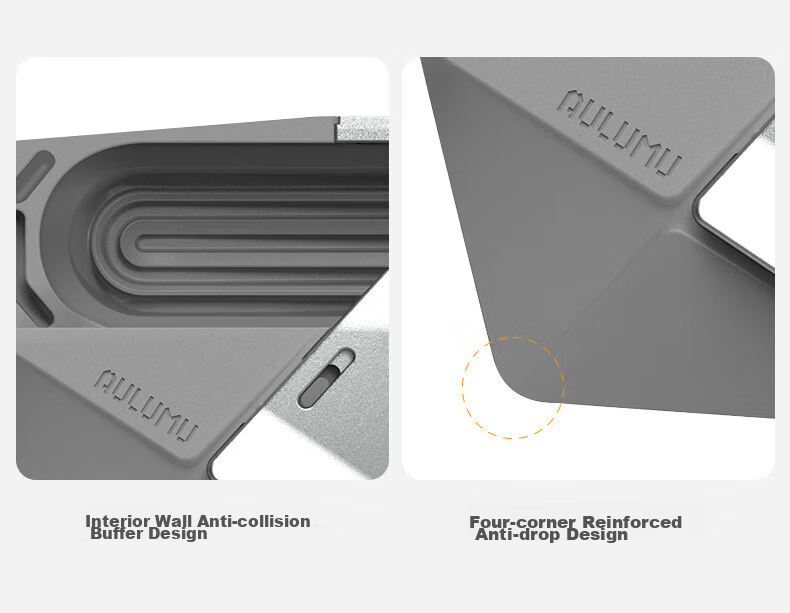 AULUMU A09 Geometric Earphone Protective Case for Apple AirPods Pro 1/2, Premium Full Coverage Shockproof Anti-Drop Armor Tech Cool Style, Gray 6