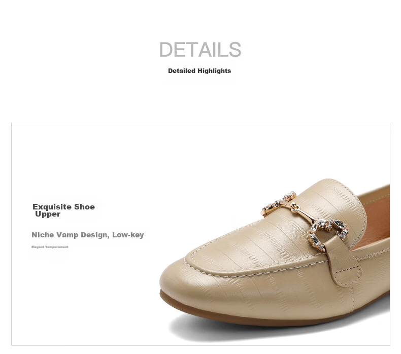 Belle Sheepskin English Style Loafers, Flat Leather Shoes for Women, Spring And Summer Small Leather Shoes, Retro Flats A7H1D, Apricot Color, Size 36 8
