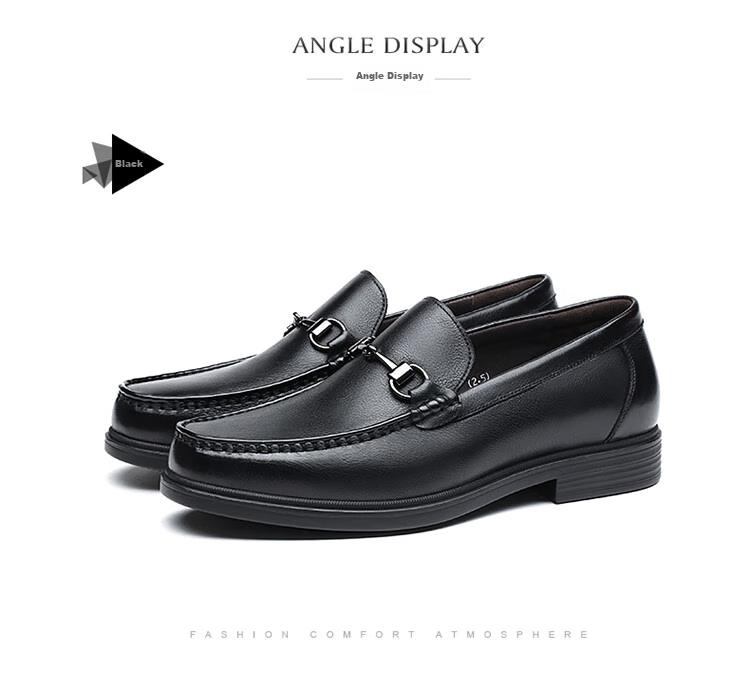 LAORENTOU Men's Leather Shoes, Business Casual Cowhide Slip-On Loafers, Soft Upper Driving Shoes, 83037 Black Size 42 15