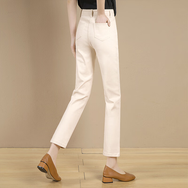 Cypress High-Waist Cropped Jeans 2026 Spring Summer New Korean Slim Straight Denim Pants for Women