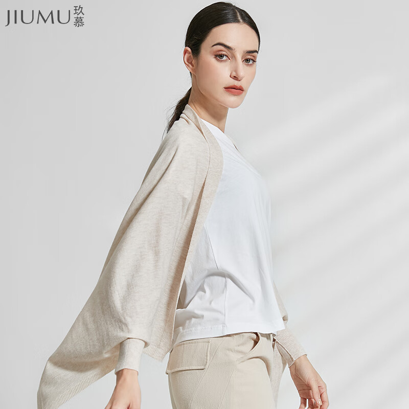 JIUMU Lightweight Wool Shawl for Women, Elegant Outer Layer, Summer Air-Conditioned Room Office Warm Wrap