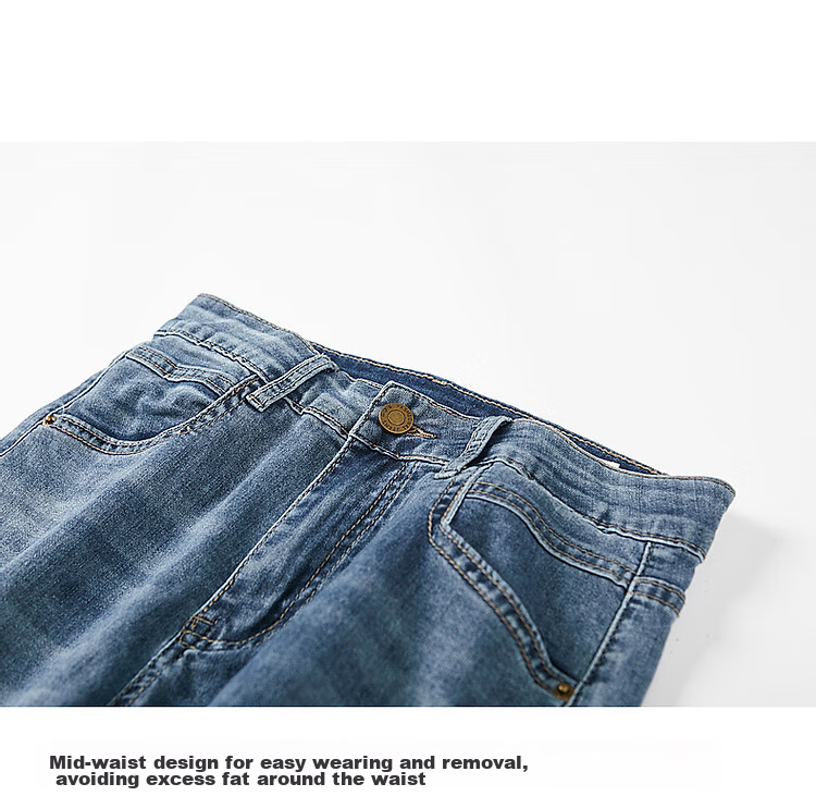 Dme [Light Ethnic Style] Spring And Summer Mid-Rise Straight-Leg Zipper Cropped Pants Women's Trousers Women's Jeans 6