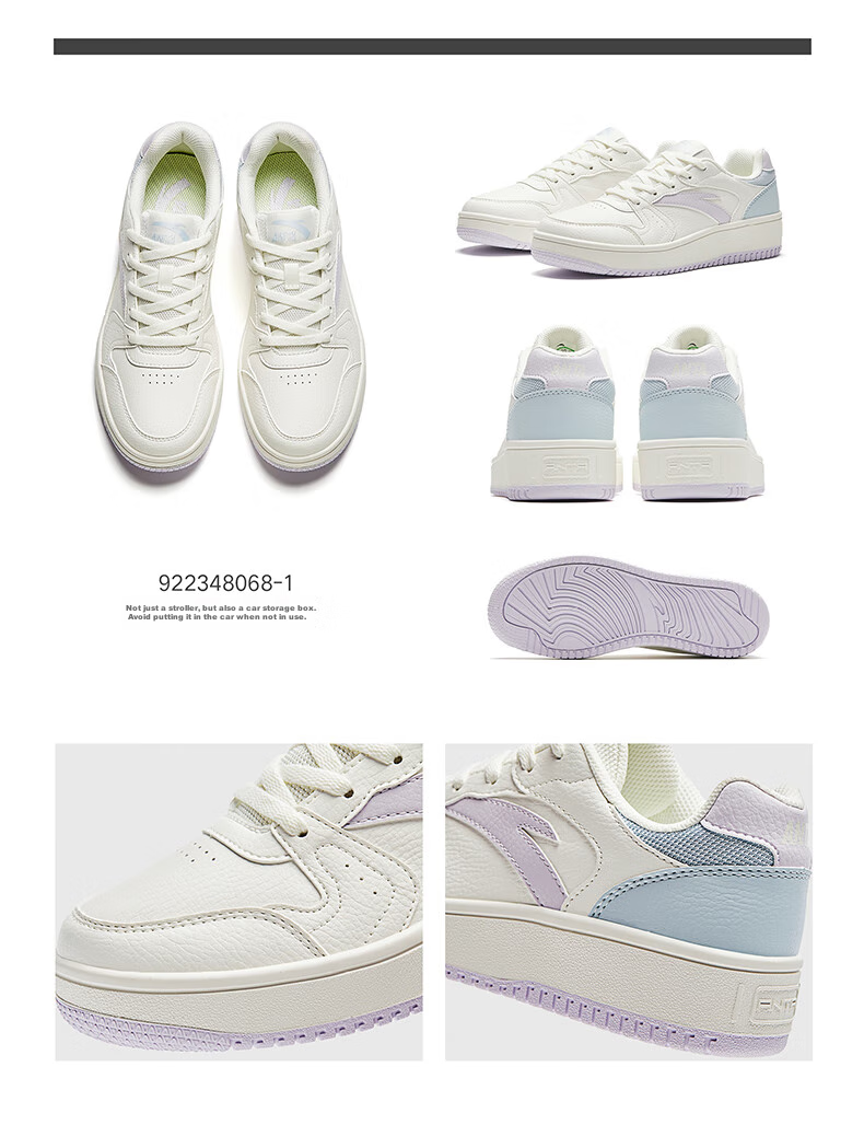 Anta Origin Year 2.0 Women's Thick-Soled Skate Shoes Casual White Sneakers Retro Trendy Height-Increasing Sports Shoes for Students Couples 28