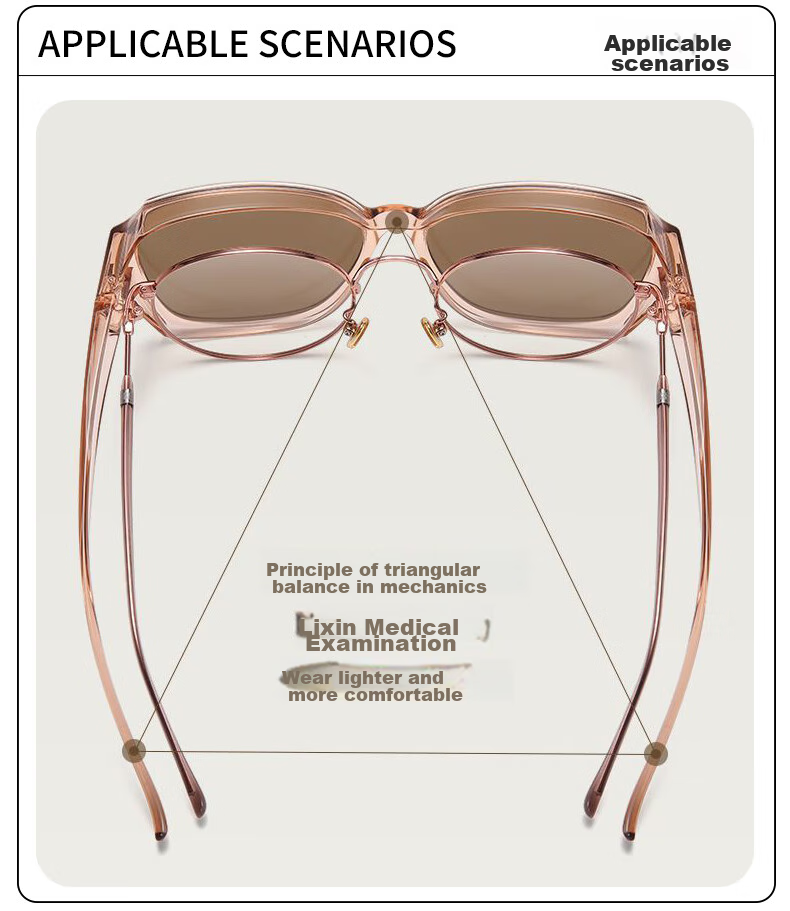 Baixiaoshe Sunglasses Clip-On for Nearsighted Glasses, Brown Frame with Brown Lenses, Sunglasses for Men And Women, Driving UV Protection Polarized Sunglasses 3