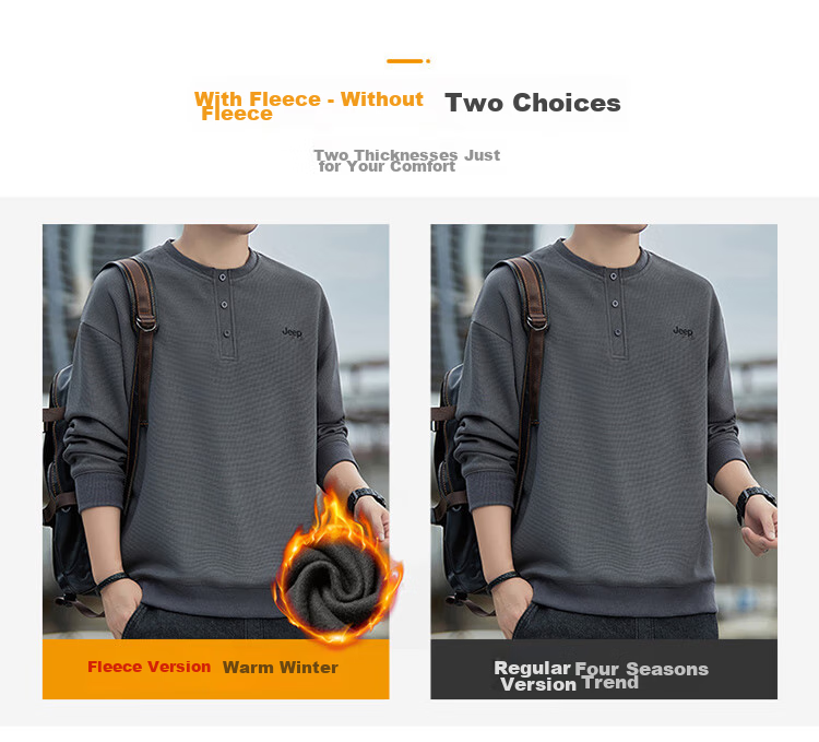 JEEP Men's Sweatshirt, Loose-Fitting Long-Sleeve T-Shirt for Spring And Autumn, Casual Trendy Clothing for Men, Dark Gray, 4XL 3