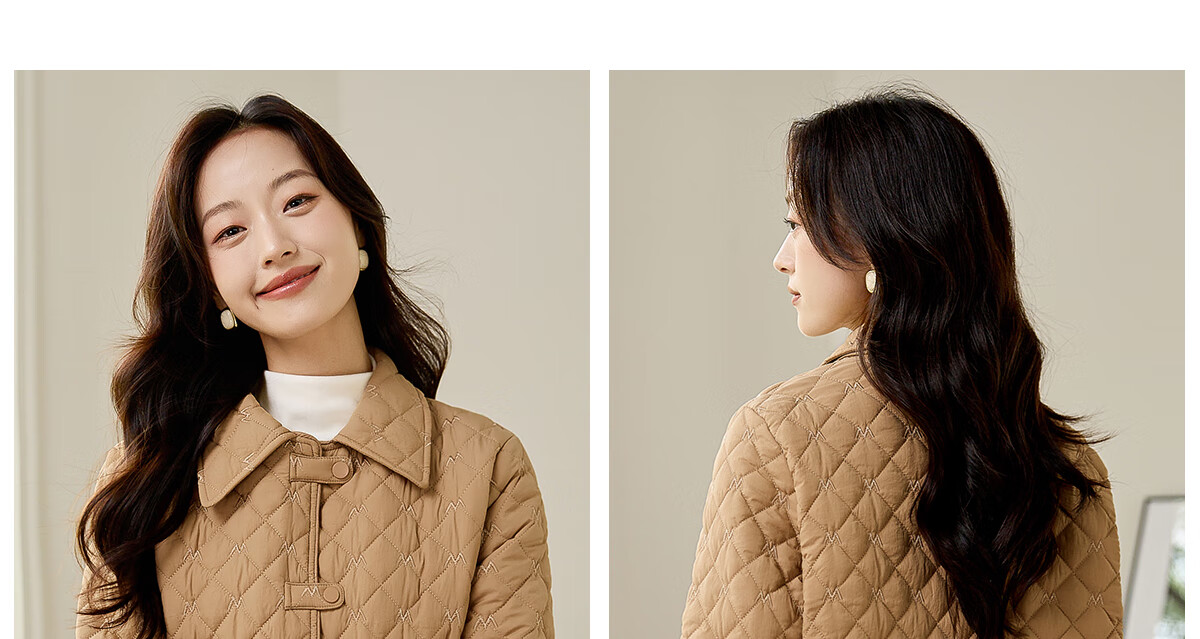 PinCai Women's Cotton Jacket Fashion Woven Design Lapel Thickened Lightweight Winter Coat P144M1003 18