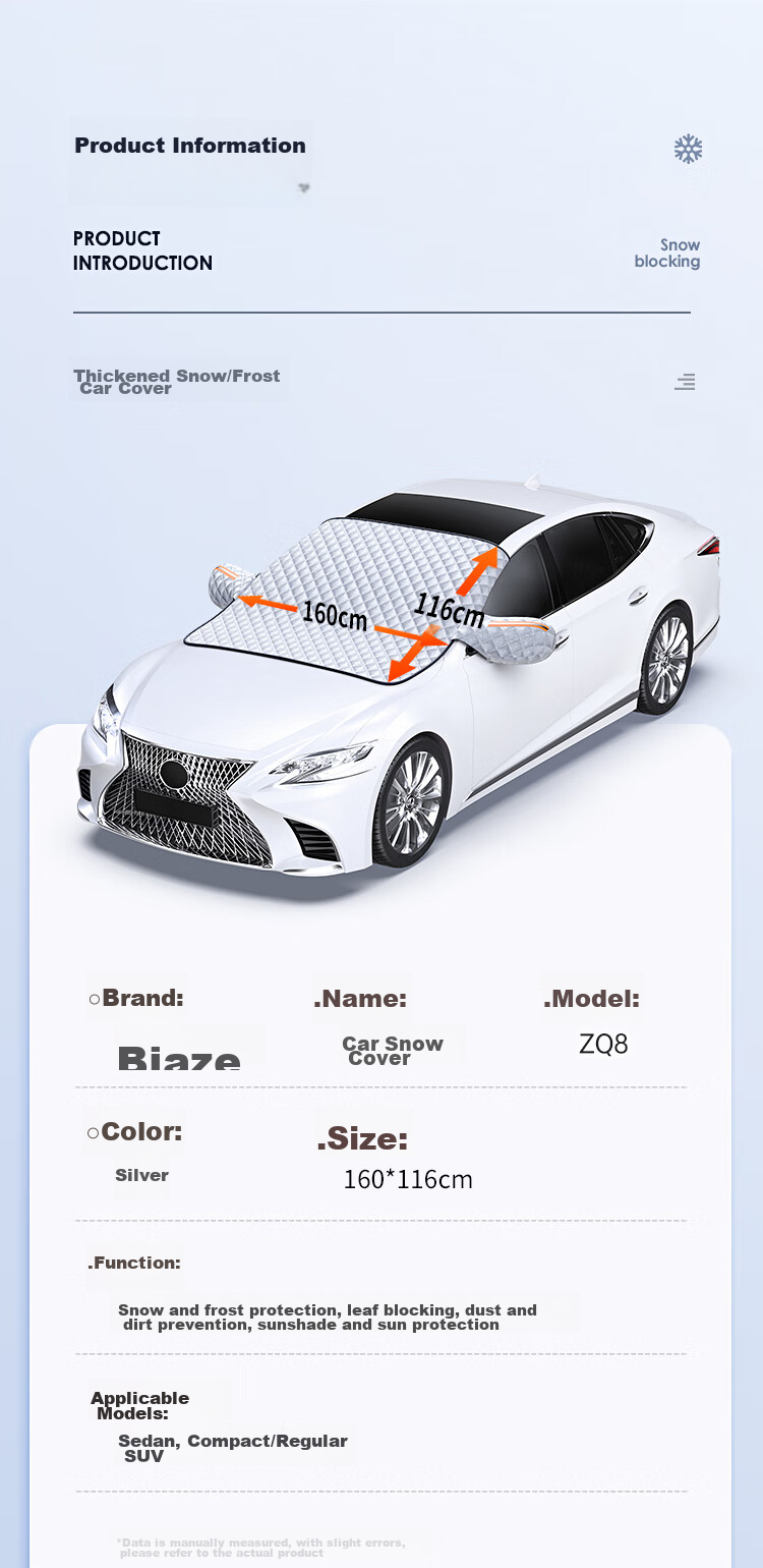 BIAZE Car Sunshade, Front Windshield Cover, Interior Heat Insulation Sunshade, Front Snow Cover, Car Window Light-Blocking Canopy 13