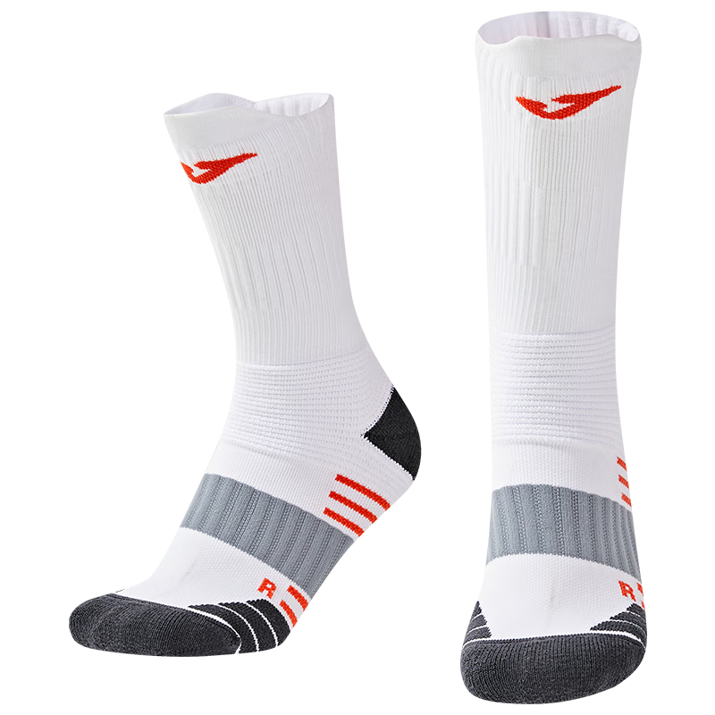 JOMA Mid-Calf Sports Socks Breathable Sweat-Absorbing Durable Running Training Basketball Badminton Socks Long White Socks One Size Fits All