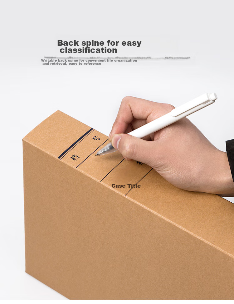 GuangBo 10 Pieces 60mm Wide Original Pulp 500g High-Quality Kraft Paper File Box, Thickened Document Storage Box, Financial Voucher Box, Office Supplies A88006 6