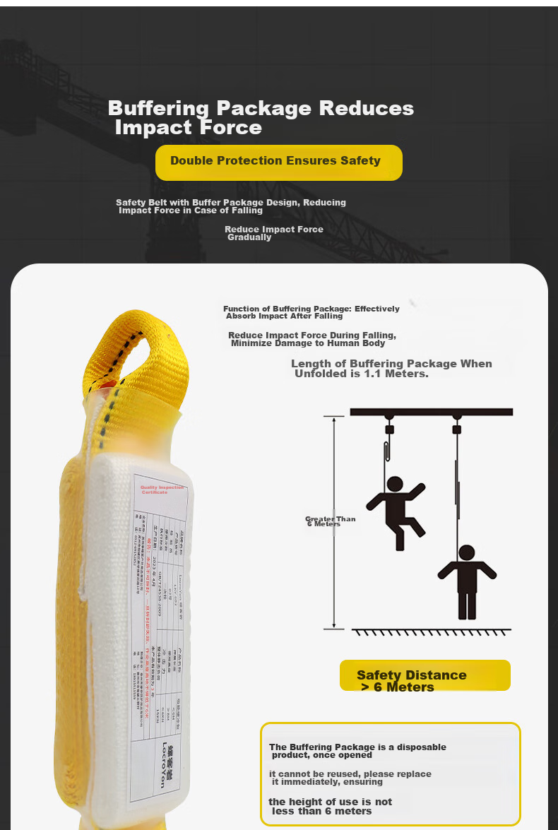 Locroyon Five-Point Safety Harness, High-Altitude Work Safety Rope, Full-Body Fall Protection National Standard, Single Large Hook 1.8 Meters [Beijing Warehouse Fast Delivery] 16