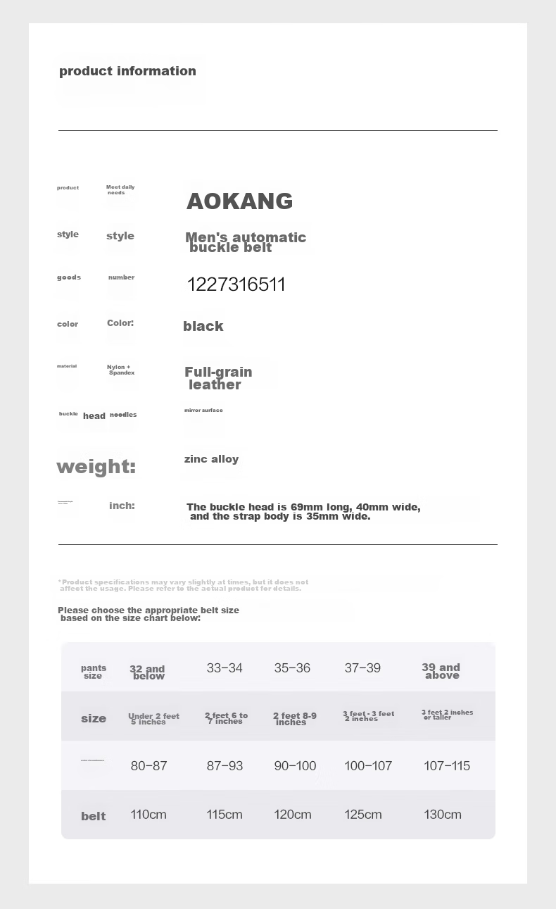 Aokang Men's Belt with Automatic Buckle, Top-Grain Leather Business Waistband, Birthday Gift for Husband 2