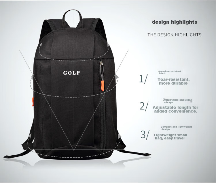 GOLF Men's Backpack, Casual Travel Mini Backpack, Lightweight Small Schoolbag, 5I032885J, Black 3