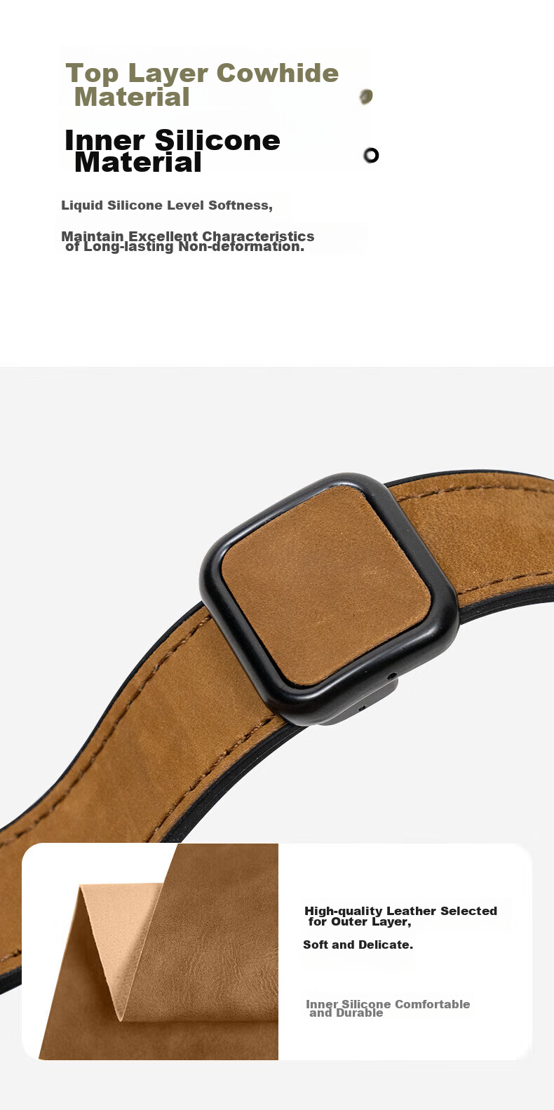 KOVOL Compatible with Huawei Watch Bands for Watch5/4/3/GT6/5/5Pro/4/3/pro, Crazy Horse Pattern Genuine Magnetic Clasp, Honor Universal 46mm Dial Leather Strap | Black 9