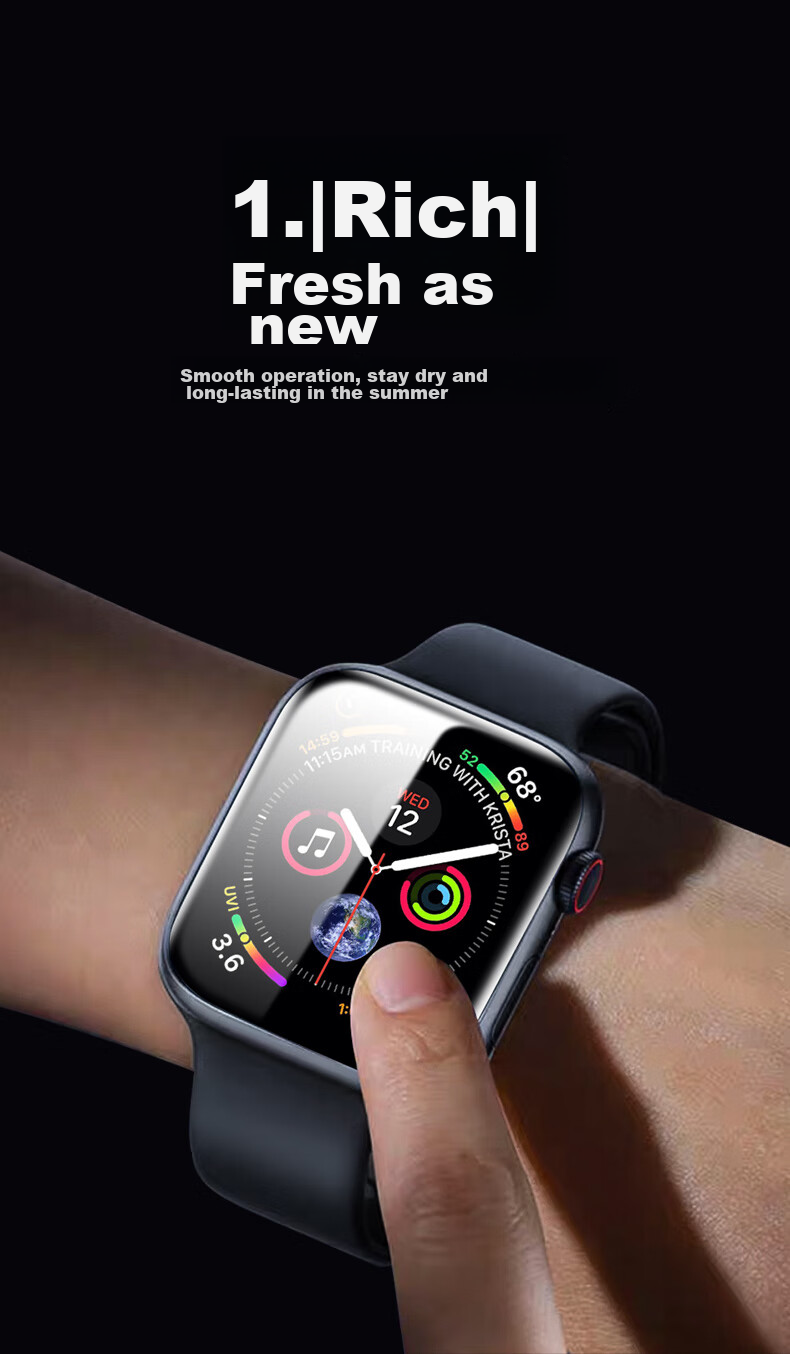 Pisen Screen Protector for Apple SE3/S9/S8/S7, Compatible with Apple Watch SE3/S9/S8/S7, 44/45mm High Definition Anti-Scratch Dust-Free Quick Installation Film, 2 Pieces 10