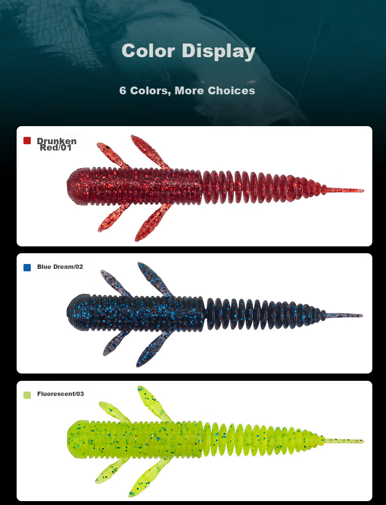 Guowangliya Lure Soft Bait Floating Real Dance Worm Needle Tail Black Pit Bottom Fishing Bass Mandarin Fish Soft Worm 75mm-01 Dark Red 8