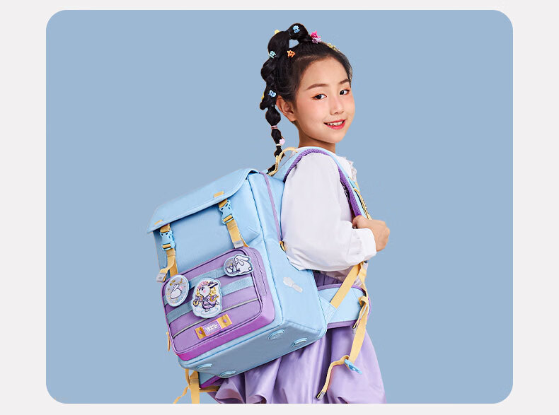 Yatoto Children's Backpack, Primary School Student Spine Protection And Load Reduction Backpack, Grades 1-3 Double Shoulder Bag Gift for Girls, Purple Cloud Fairy Rabbit 16