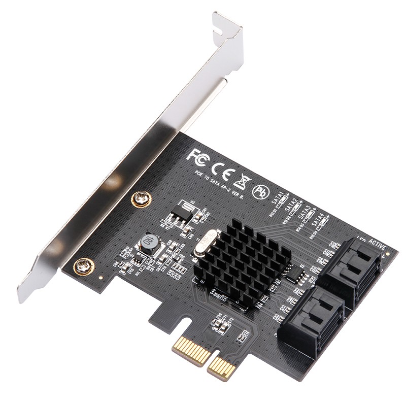 MOGE Desktop PCIE to 4-Port SATA 3.0 Hard Drive Expansion Card, Marvell 9215 Chip, Supports System Boot MC2692