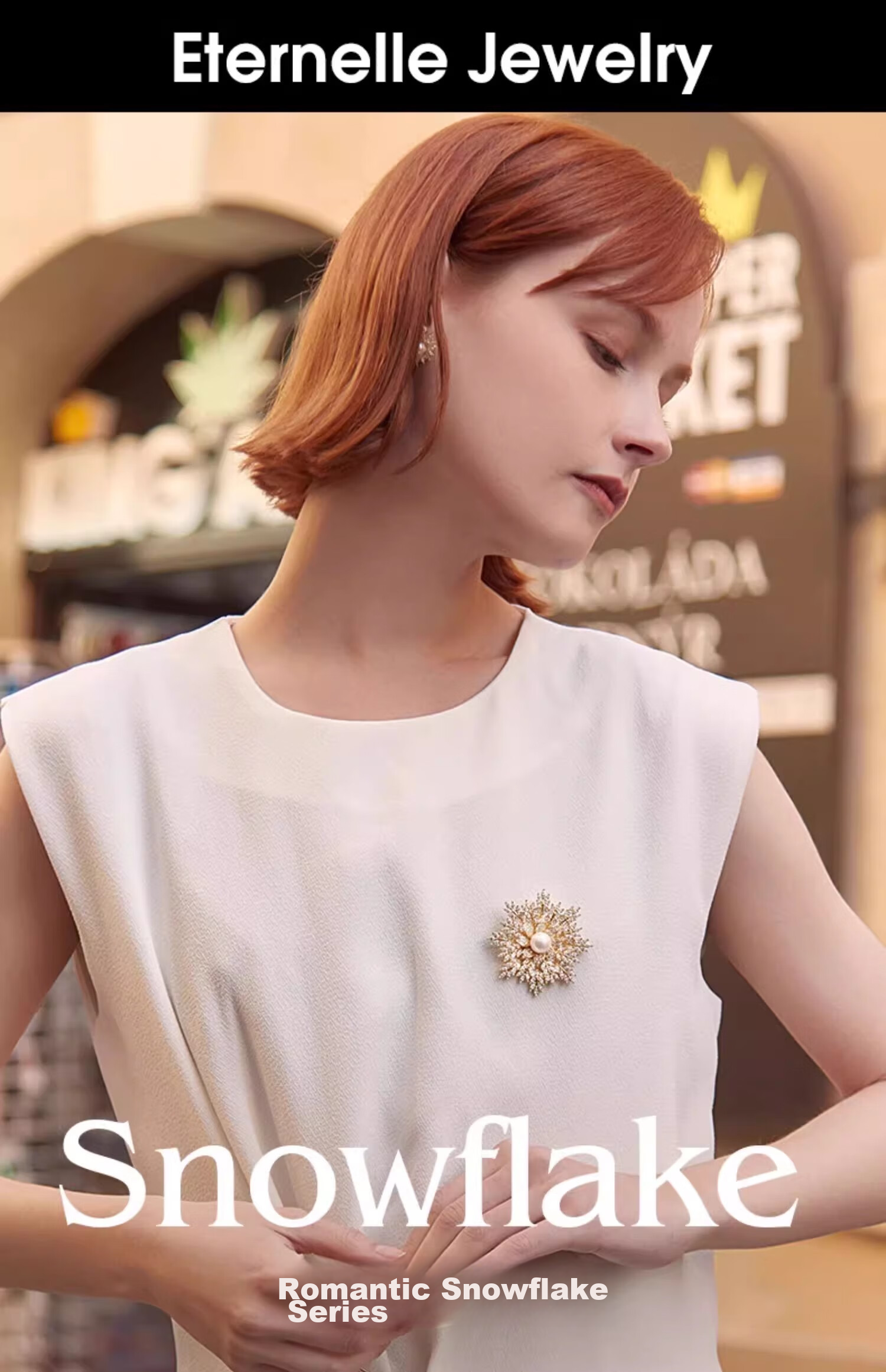 Eternelle French Eternal Design-Inspired Brooch for Women, Elegant Snowflake Pin, High-End Exquisite Silk Scarf Clasp, Birthday Gift 1