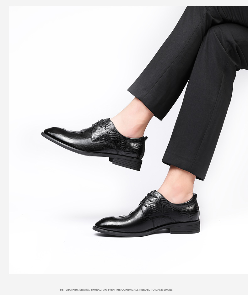 LAORENTOU Men's Business Dress Shoes First Layer Cowhide Non-Slip Brogue High-End Shoes 510409 Black Size 38 11