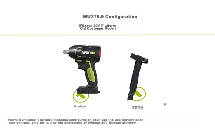 WORX 20V Brushless Electric Wrench WU279.9 (Bare Tool), High Torque Impact Wrench, Cordless Lithium Battery Tool 8