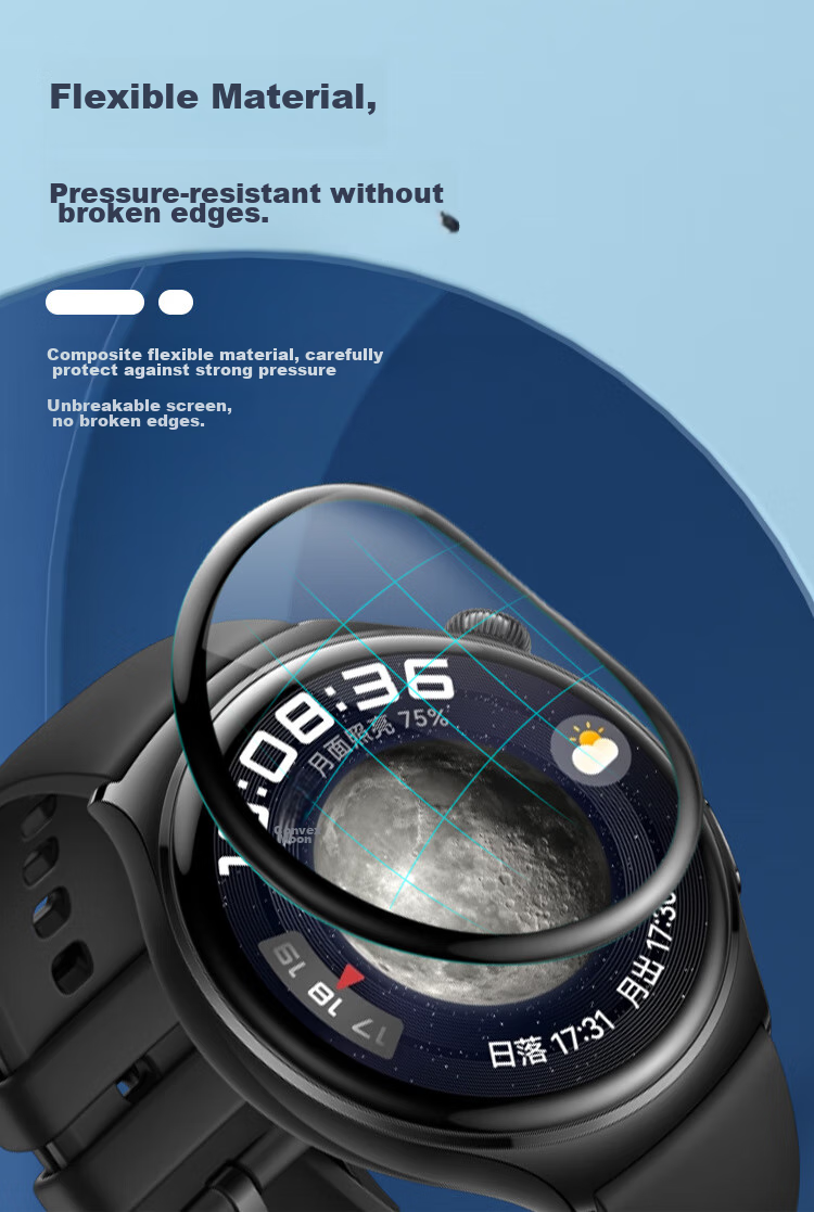 Freeson High-Definition Screen Protector for Huawei WATCH 4 Pro, Smart Sports Watch Protective Film, Full Coverage for Curved Screens, Scratch-Resistant And Wear-Resistant, Flexible TPE Material, Two-Pack 5