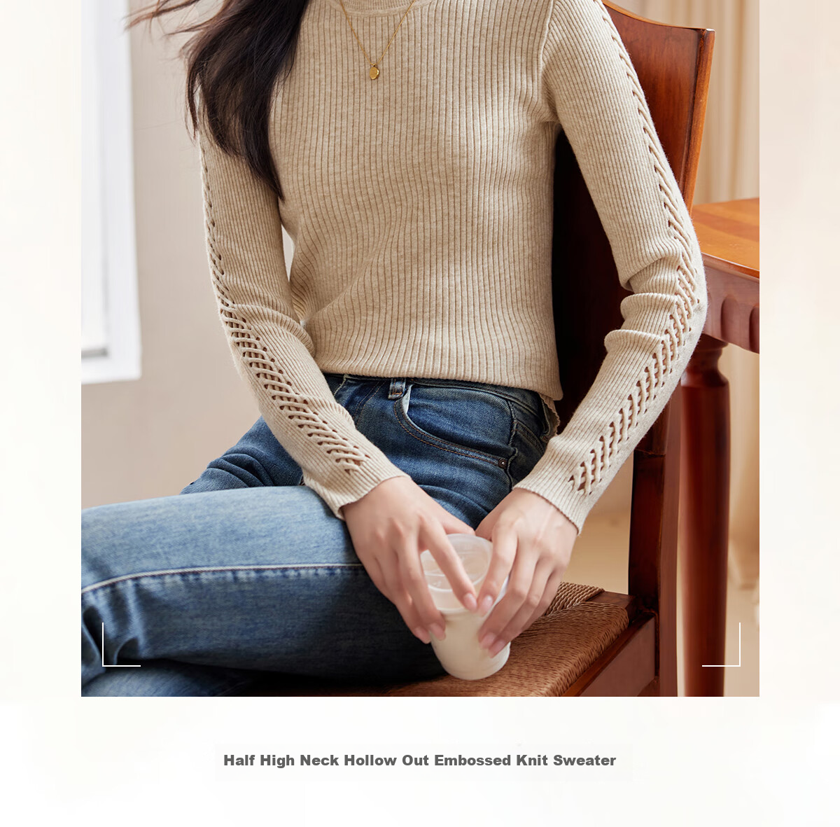 She Enjoy Women's Knitwear Half-Zip Reversible Casual Pullover Sweater T53Z053 2