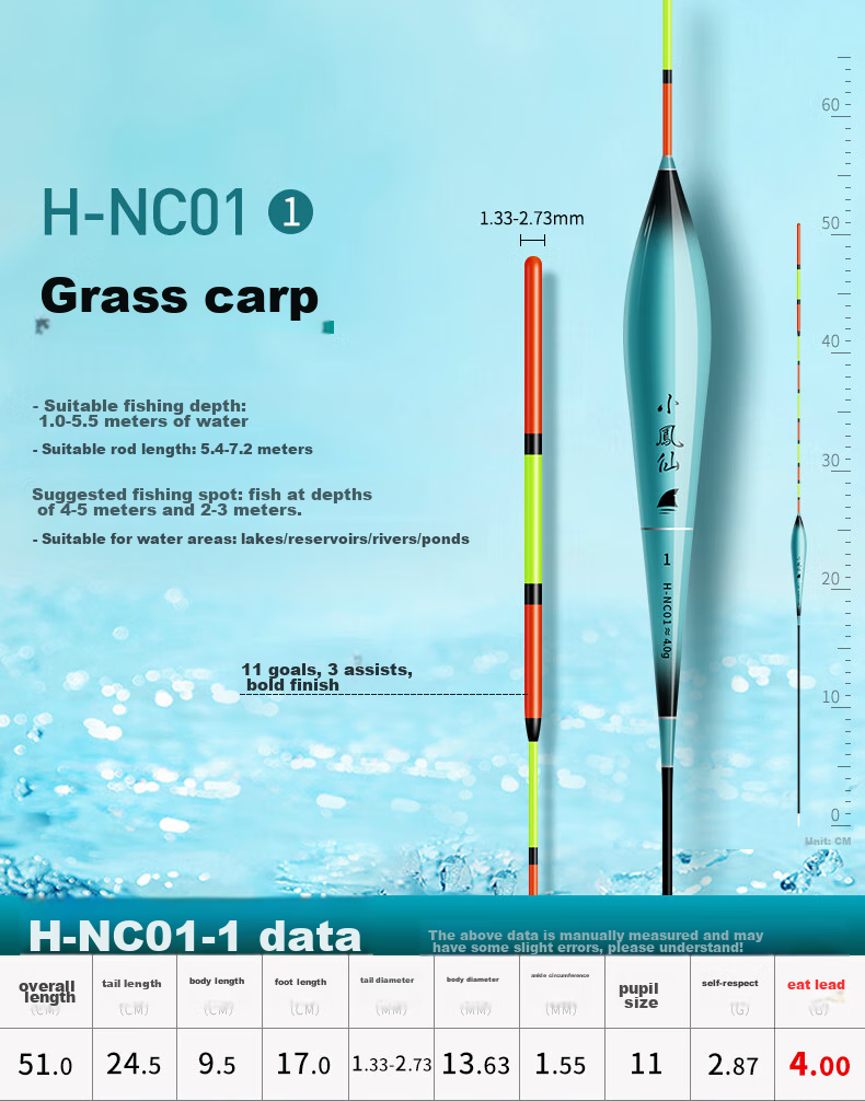 Xiaofengxian Qiao Zui Xing Cheng Piao H-NC, High-Sensitivity Fishing Float, Eye-Catching, Thickened, for Big Fish, Grass Carp, Silver Carp, Bighead Carp Float 12