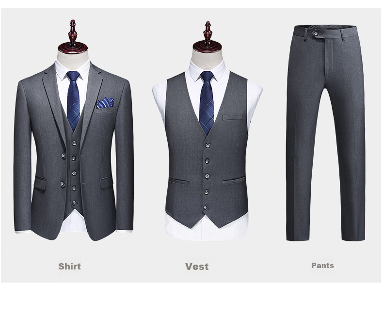 ROMON Men's Suit Set, Business Slim Fit Formal Wear, Wedding Suit, Men's Clothing Three-Piece Set, 2318 Black XL 7