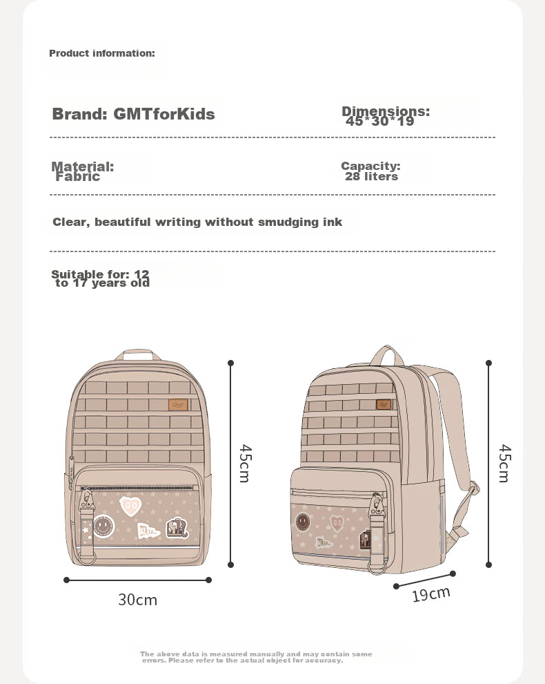 Gmt for Kids School Backpack for Middle And High School Students, Elementary School Grades 5-6 Spine Protection Lightweight Large Capacity College Backpack for Men Black 14