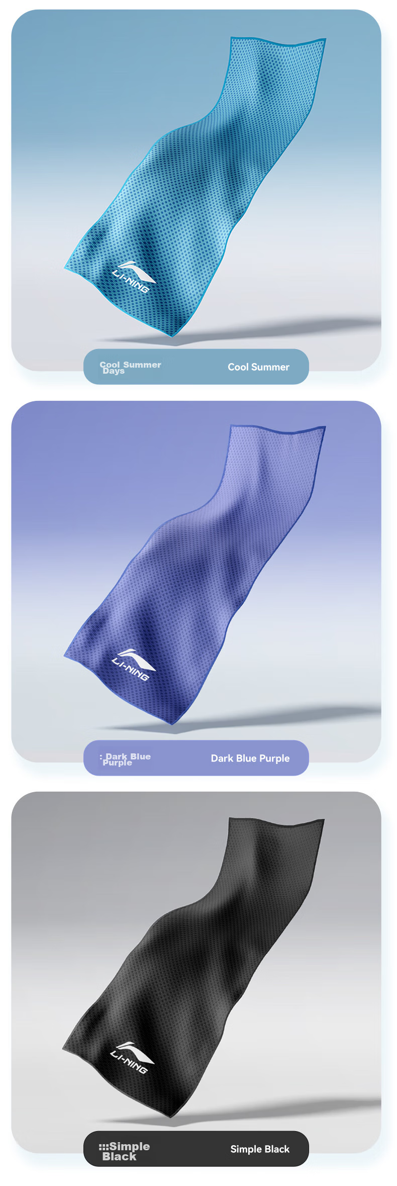 Li-Ning Men's And Women's Cooling Towel, Badminton Fitness Sports Quick-Dry Towel, Running Basketball Heat-Reducing Sweat-Wiping Towel, 8132 Navy Blue 12
