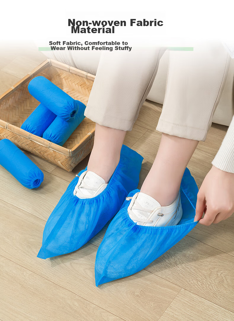 Jtrip Non-Woven Shoe Covers, Large Size Disposable Shoe Covers, Thickened Dustproof Breathable Indoor Wear-Resistant Non-Slip Foot Covers, 100 Pieces 4