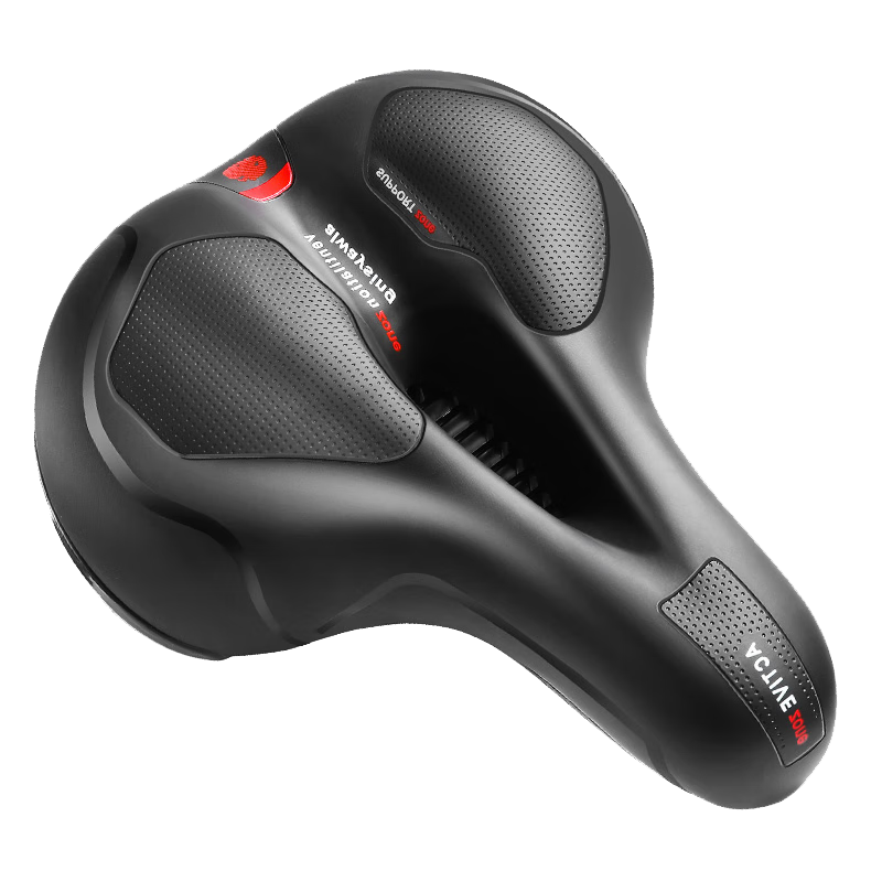 BIKEBROS Bicycle Thickened Seat Cushion, Comfortable Road And Mountain Bike Soft Silicone Seat, Wind Guide Groove Universal Saddle, Cycling Accessory, Upgraded Version, Hollow Silicone Seat Pad