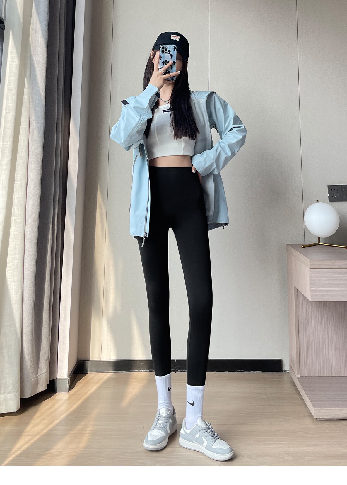 LangSha Women's Spring Thin Leggings Shark Pants Nine-Point Hip-Lifting Tummy Control Fitness Sports Yoga High Elastic Slim Barbie Pants 13