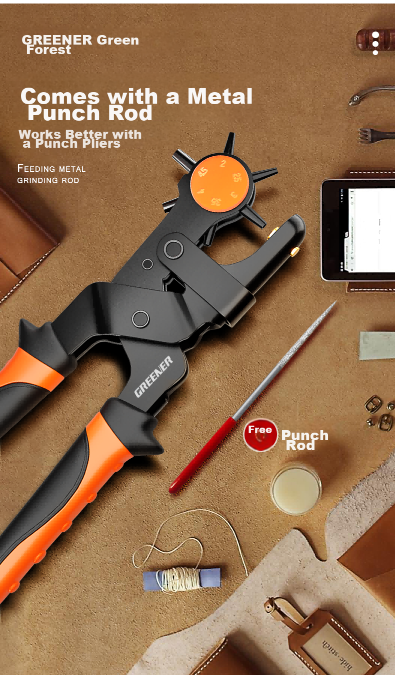 GREENER Belt Hole Puncher, Labor-Saving Hole Punching Tool for Home Use, Belt Hole Punch Pliers, Shoe And Pants Strap Hole Puncher, Watch Strap Hole Puncher 5